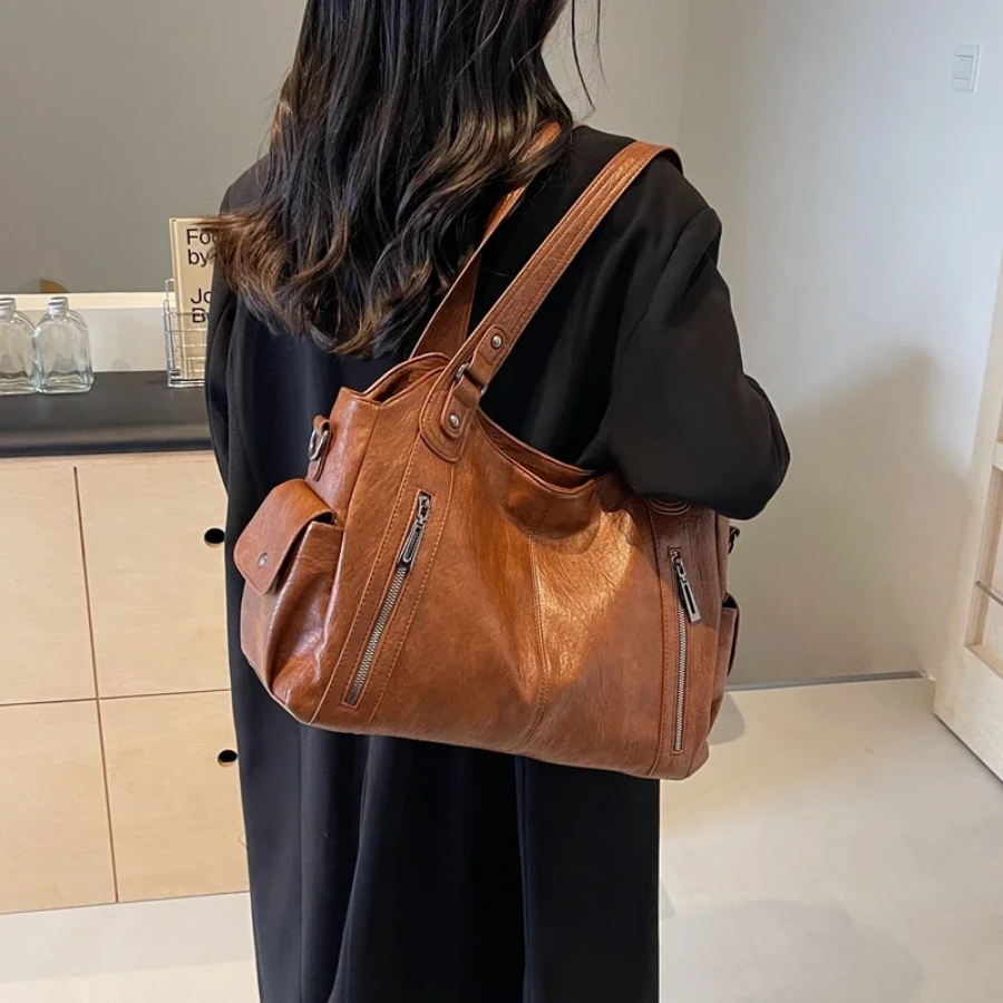 Uma | Dual Zipper Large Capacity Shoulder Bag