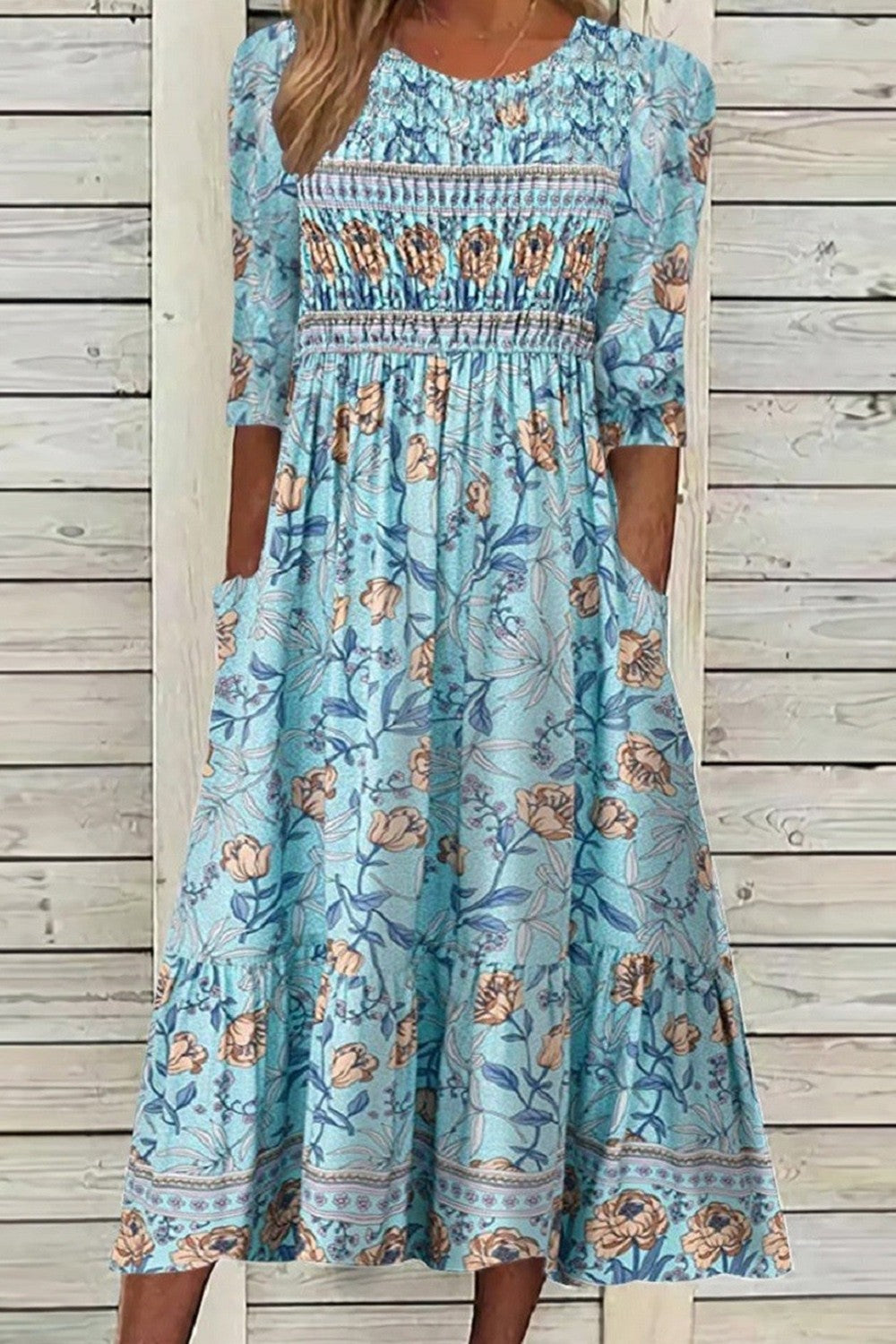 Haveni Flowing Petal Dress with Tummy Coverage