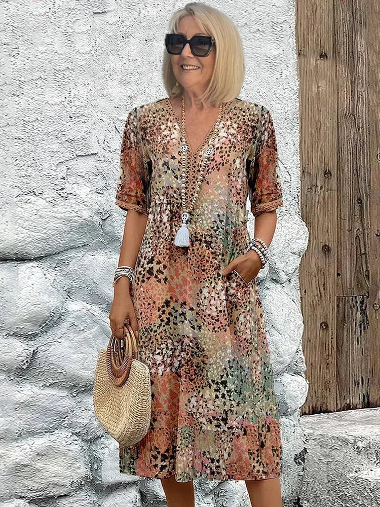Rose - Vibrant Mid Length Dress