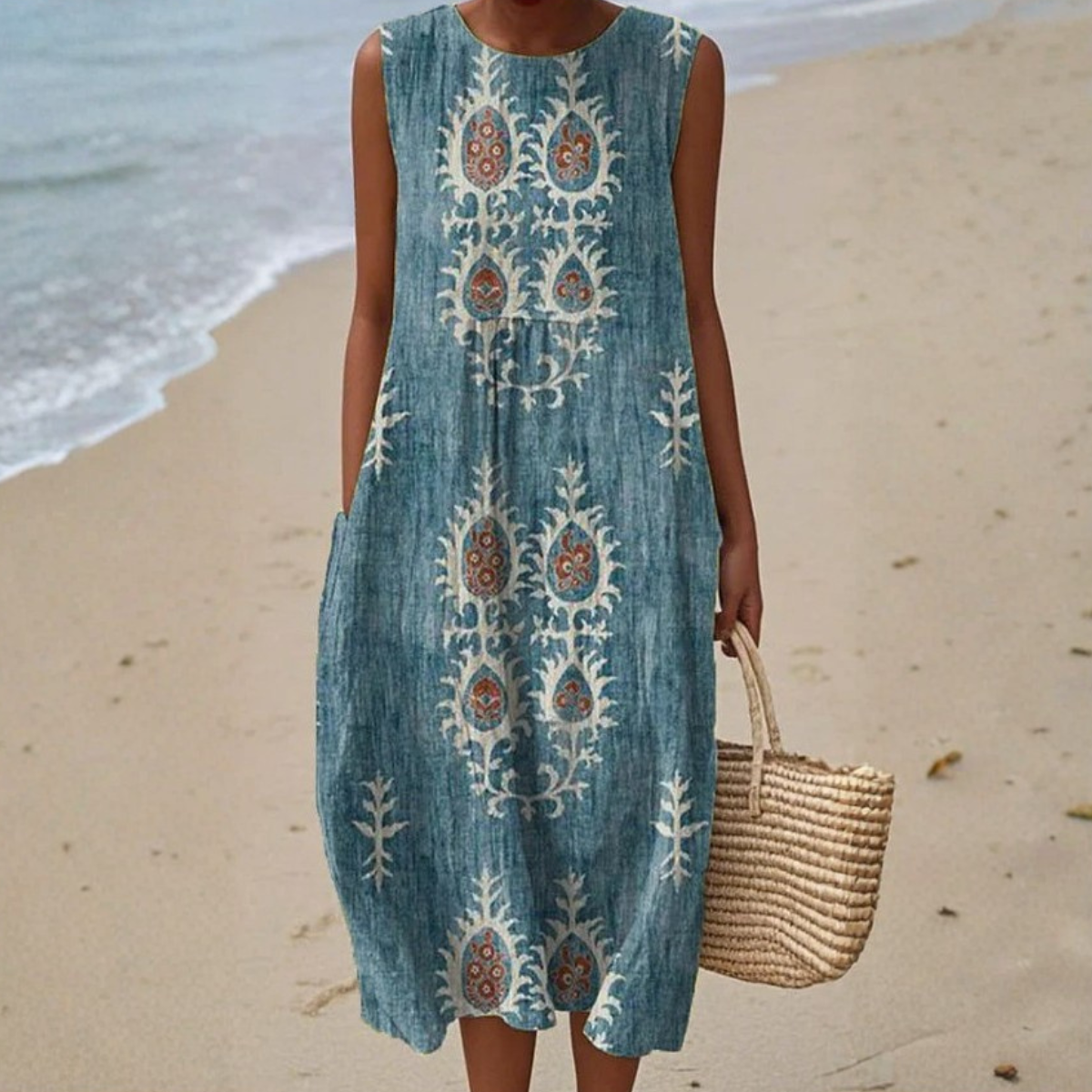 Alinta Sleeveless Boho Midi Dress