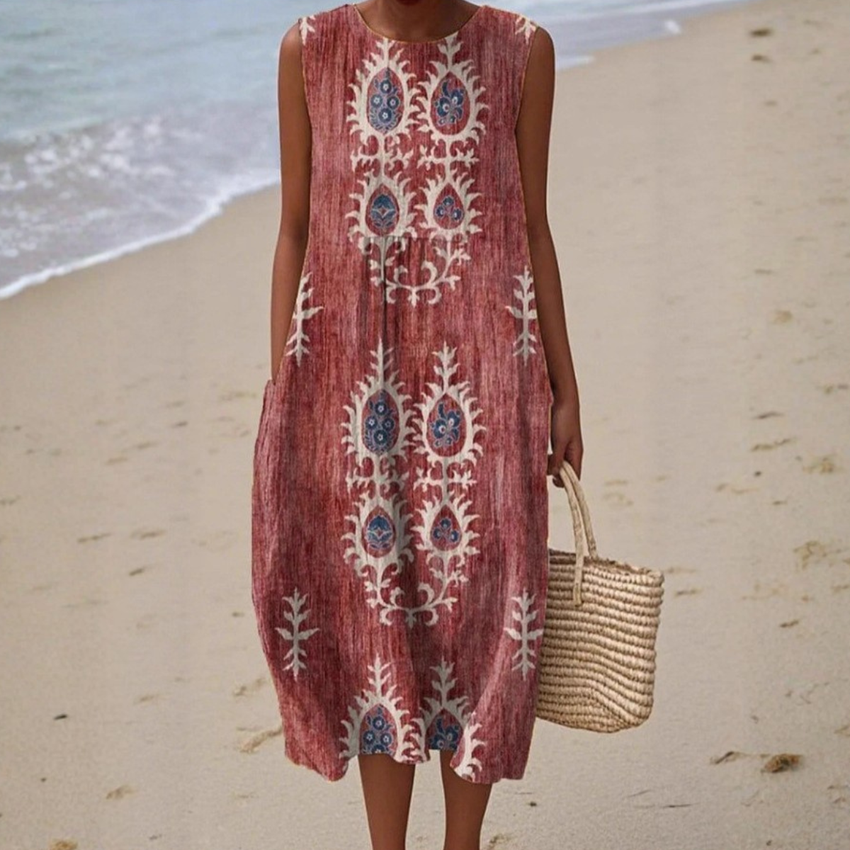 Alinta Sleeveless Boho Midi Dress