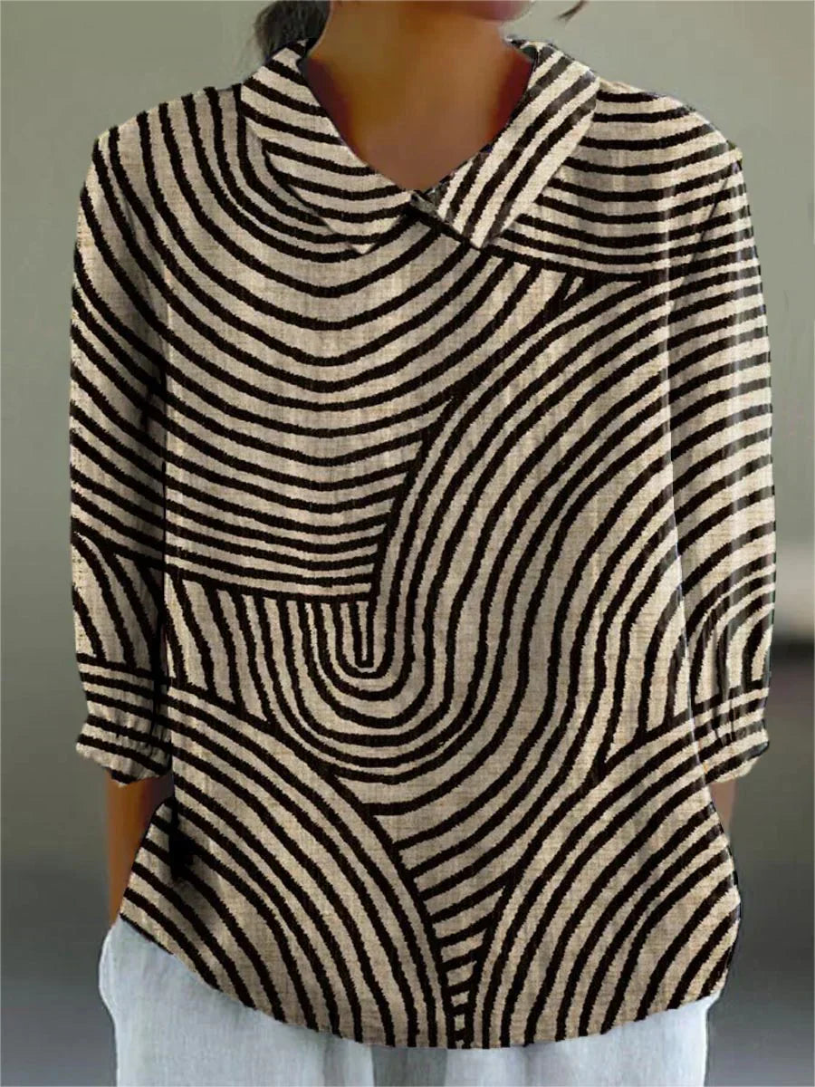 Maria Monochrome Wave Blouse